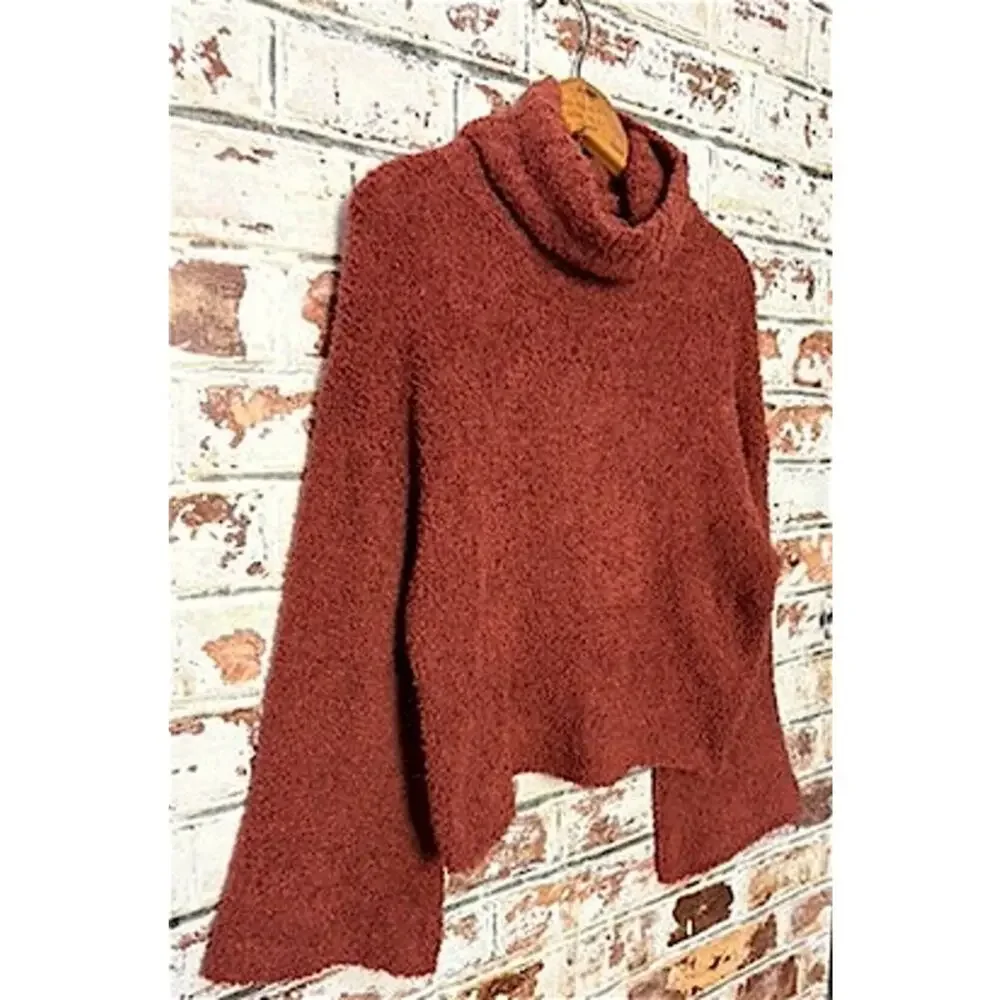 Urban Outfitters Rust Sherpa Cloud Fleece Oversized Pullover Turtleneck Sweater